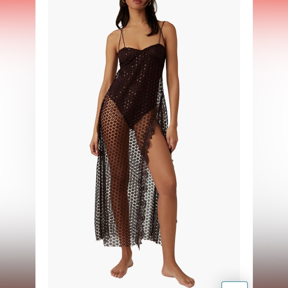 Free People Smoke and Mirrors Rhinestone Overlay Bodysuit